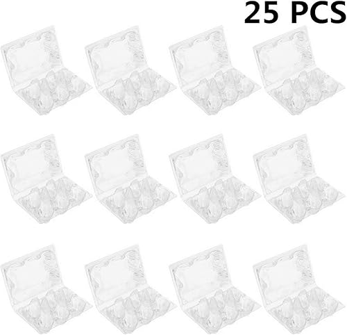 Miniatura 2 de Paquete de 25 cajas de plástico transparente para huevos, 6 rejillas, bandejas de huevos de plástico para almacenamiento en el refrigerador,