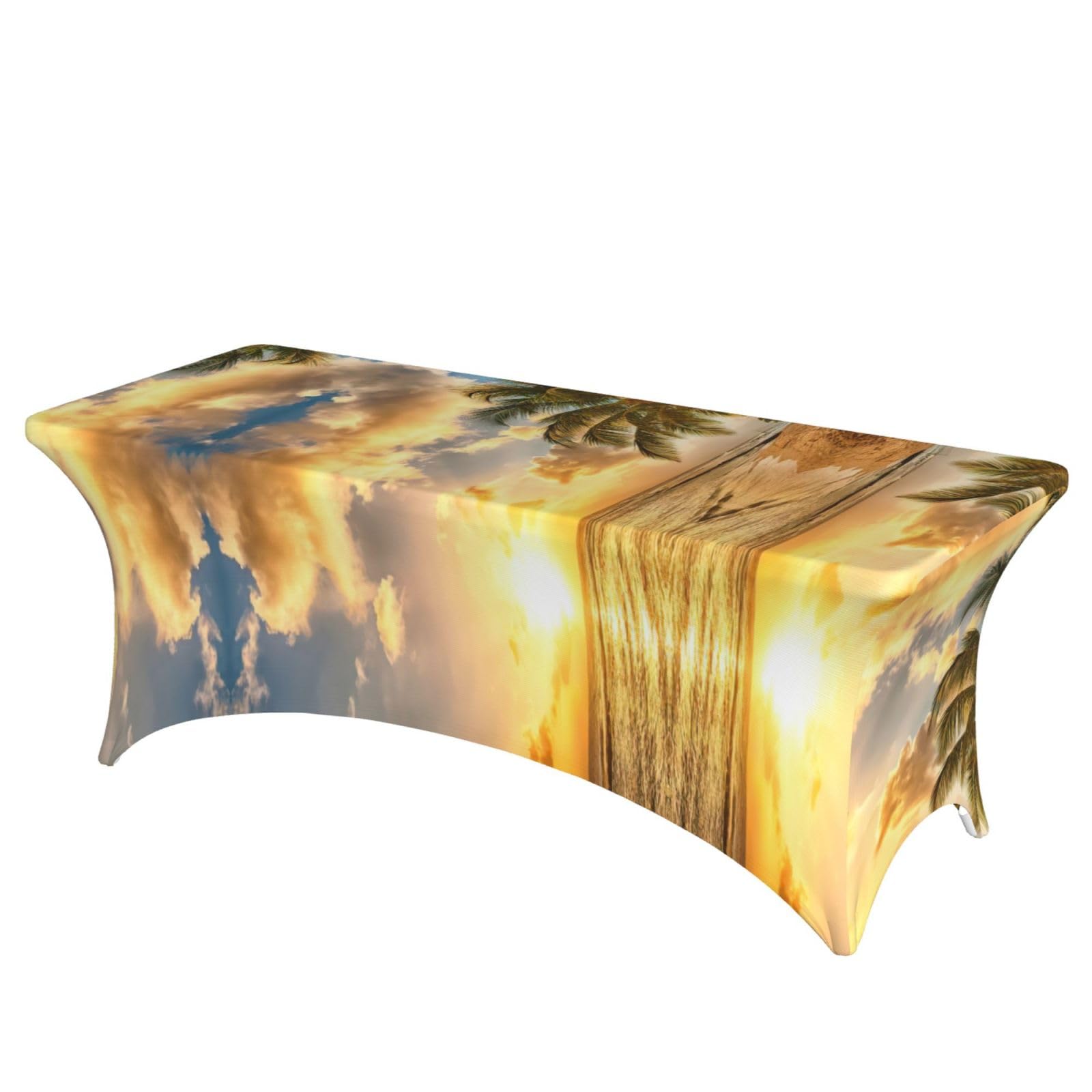 Housses de table extensibles rectangulaires en élasthanne à motif palmier 1,8 m