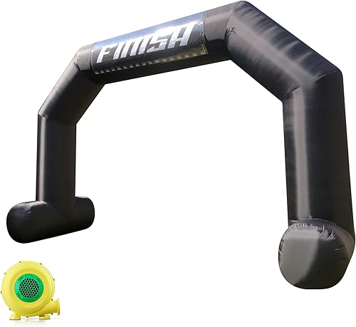 Miniatura 7 de Arco inflable de 20 pies con pies en forma de T y soplador, arco inflable hexagonal con pancartas intercambiables de línea de iniciometa para