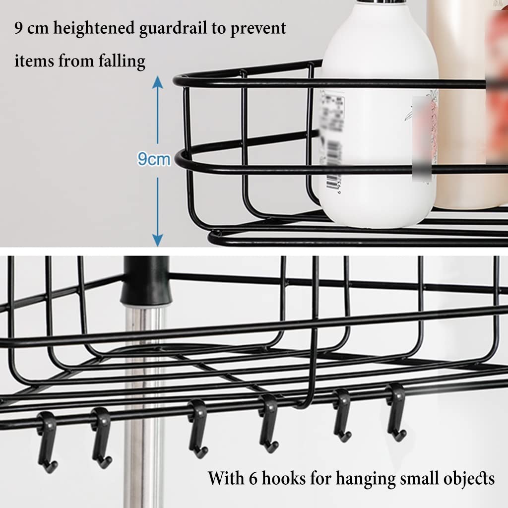 GIZNXBA Estanteria Ducha Telescopica Estanteria Baño Sin Taladro Estantes De Ducha Inoxidables A Prueba De Herrumbre, Soporte De Almacenamiento para El Cuarto De Baño (Color : /Black, Size : 4 Tier)