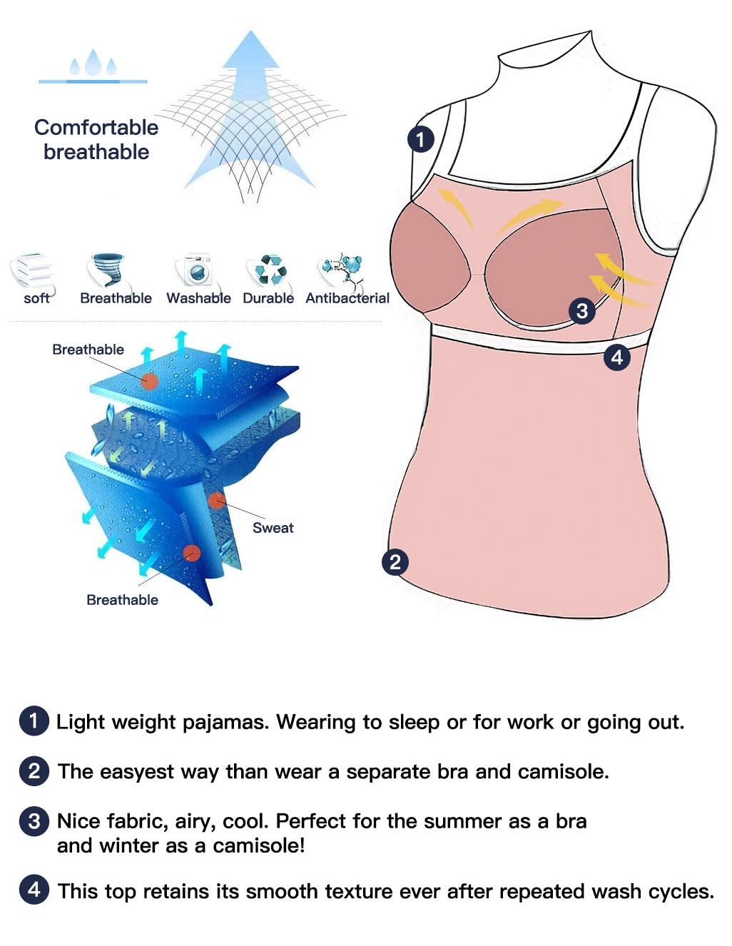 STARBILD Camiseta Mujer Interior de Microfibra Camisola Larga Básica de Mujeres Camisola de Tirante de Spaghetti Ajustable
