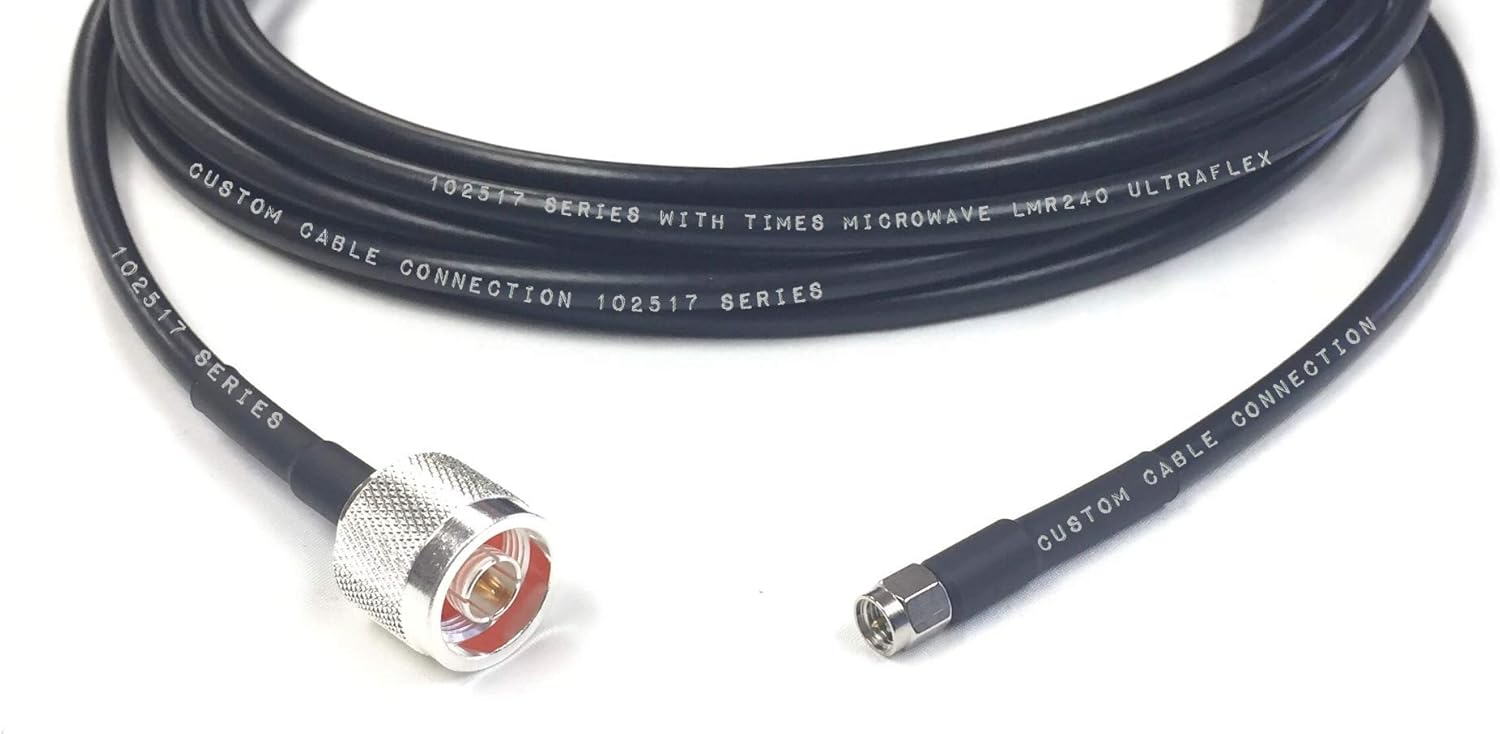 15 Foot N Male to SMA Male Times Microwave LMR240 Ultraflex 50 Ohm RG8X Cable Assembled
