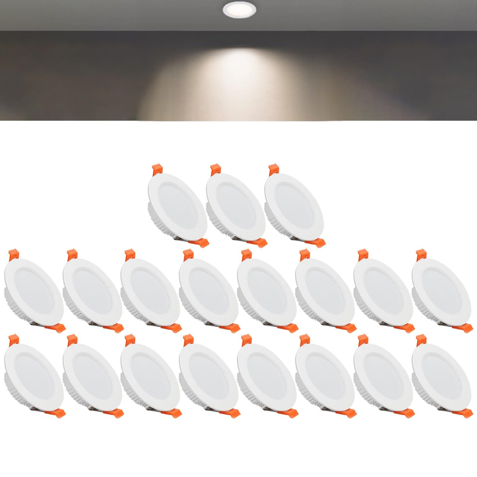 TTiiLoe 12W Round LED Recessed Ceiling Spotlights, 4000K Neutral White Ultra Slim Panel Ceiling Light, Cut Φ110-130mm, AC110-240V Downlights for Hallway Stairwell Showroom, 19 Pack