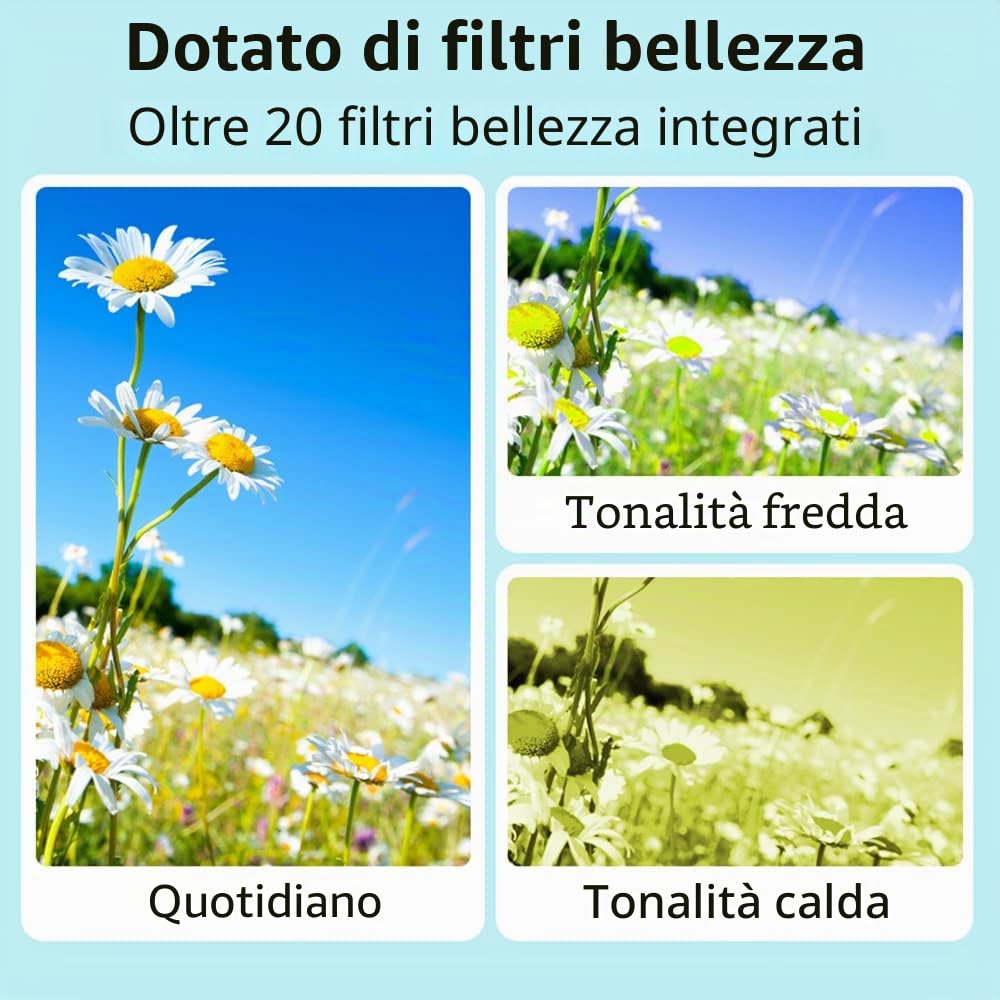 Videocamera Digitale Portatile 1080P Videocamera 44MP Messa A Fuoco Automatica 2.5 Schermo IPS Zoom Digitale 16X Rilevamento Volti Anti-Vibrazione Cattura Sorriso
