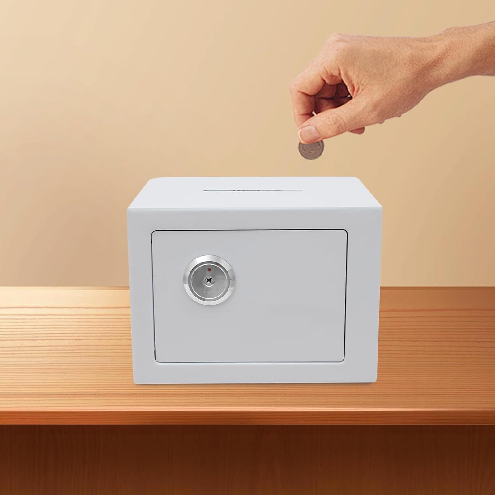 Mini cassaforte di sicurezza – Scatola di chiusura in acciaio con fessura per monete, resistente al fuoco, compatta per armadi, armadi, affittuari, hotel, viaggi, appartamenti, proprietari di case