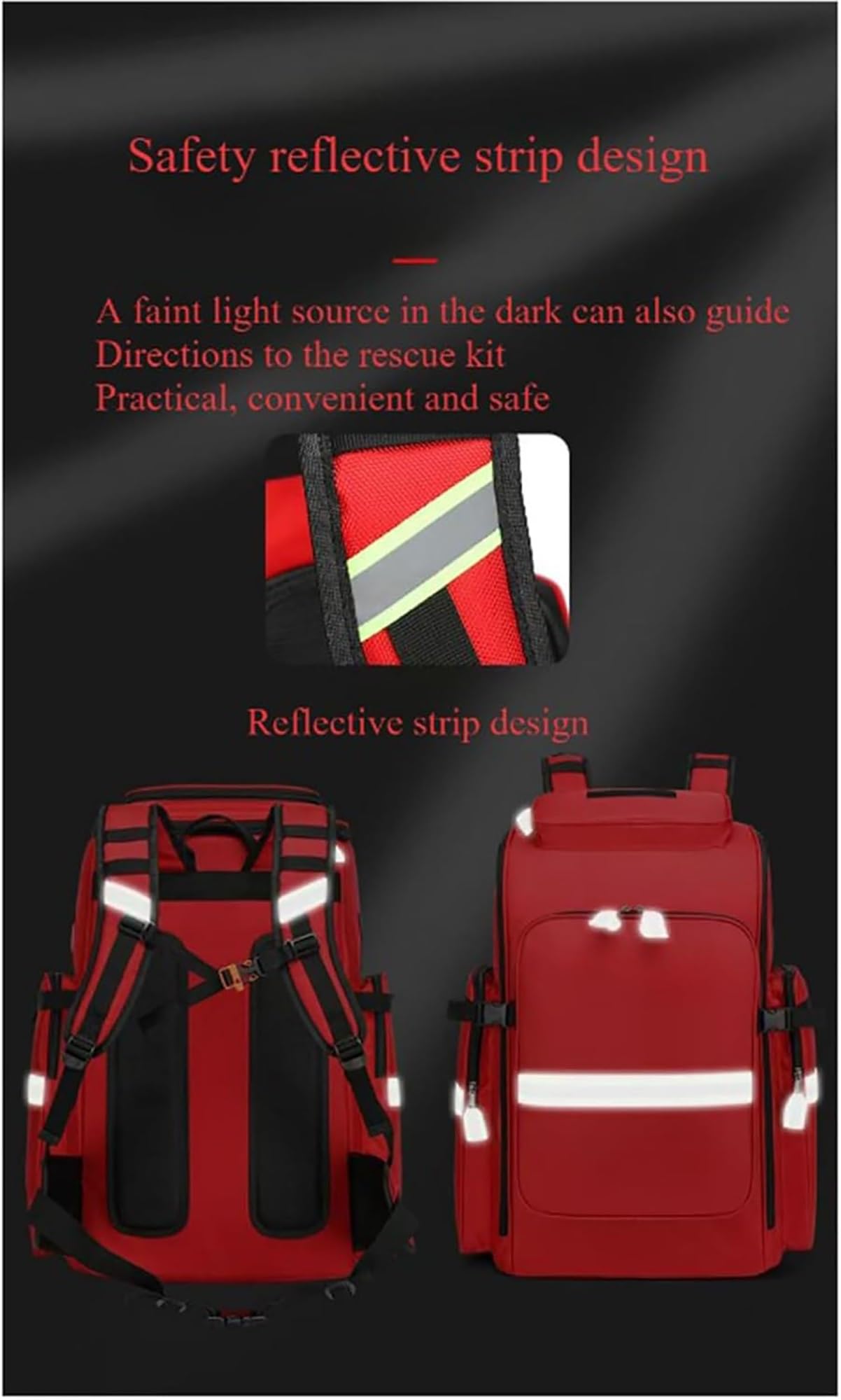 Sac à Dos Professionnel de Premiers Secours Vide,Sac à dos d'urgence pour médecins, pour la maison, la voiture, les infirmières en voyage, le camping, le camion, la randonnée, etc(Red,Large)