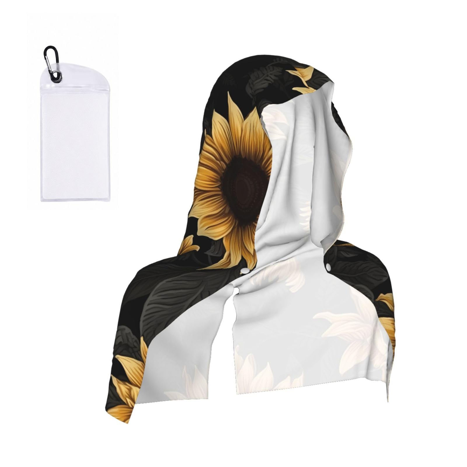 Sunflowers Printed Print Cooling Hoodie Towel, Cooling Towels For Neck And Face Sun Protection Instant Cool Hoodie(Sport/Camping/Work Out/Hot Weather)