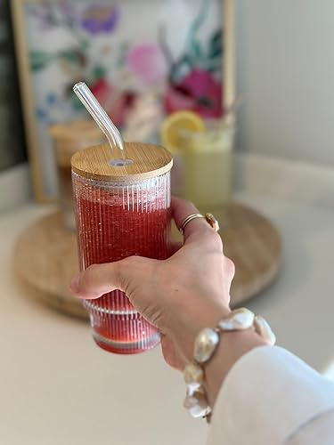 Miniatura 5 de N-FUL - Vasos acanalados de vidrio acanalado de 11 onzas, juego de 4 vasos de cristal vintage Nomad, vasos de cóctel, agua, taza de café helado,