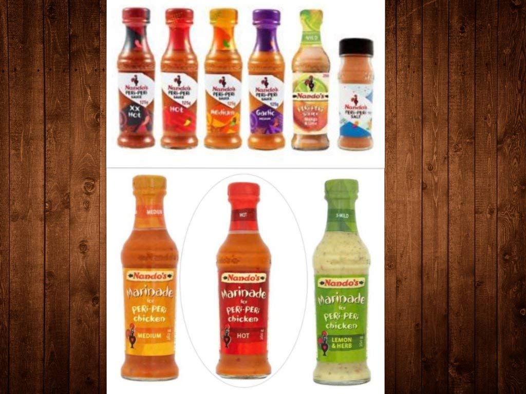 Nando's Lovers Selections Komplettes Set: 5 x 125 ml Sauce, 3 x 260 ml Marinade und 1 x Salz