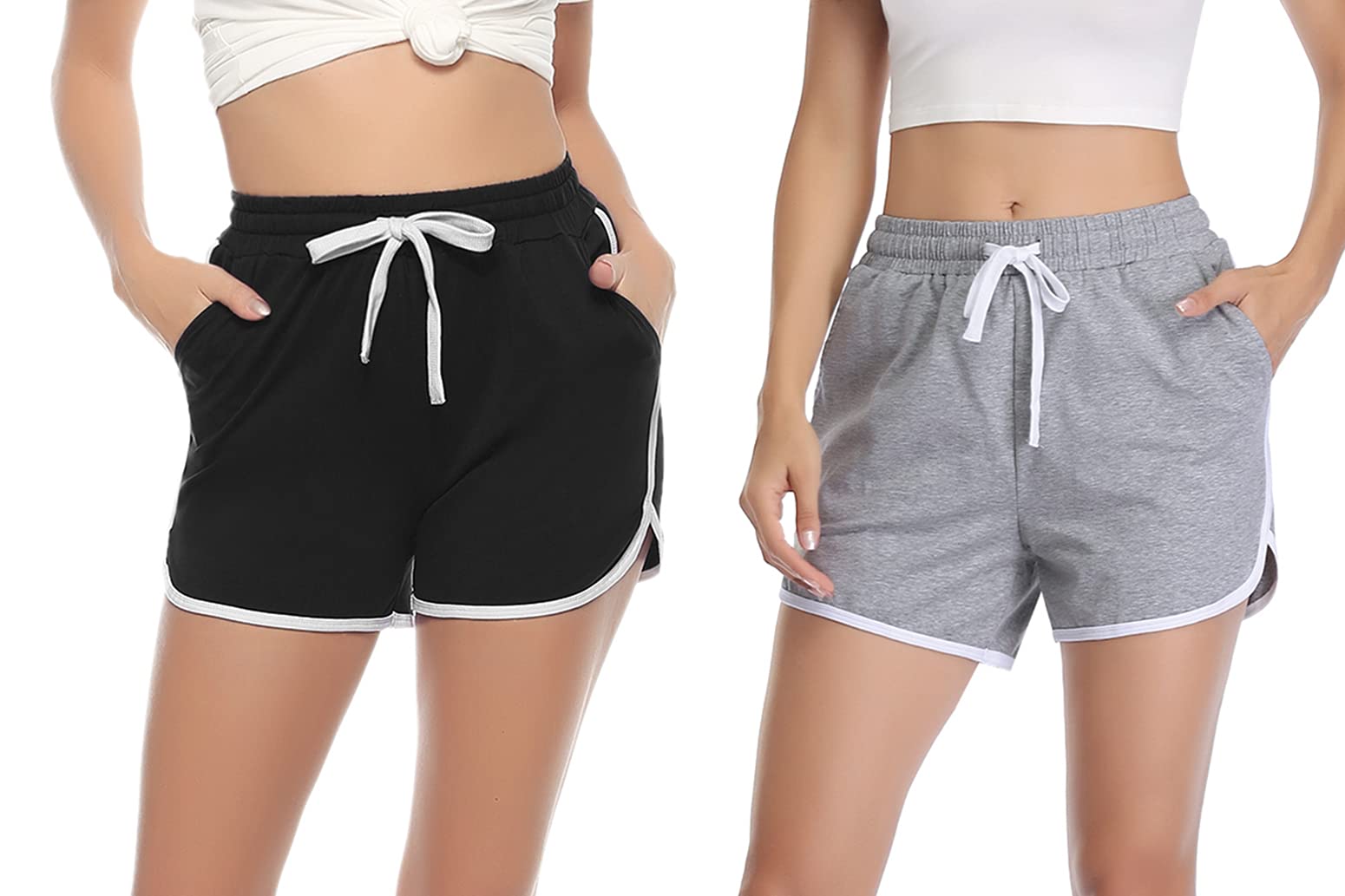 Aseniza Damen Sport Shorts Kurze Sporthose Jogginghose Sommer Sportshorts Running Gym Fitness Shorts 1/2er Pack