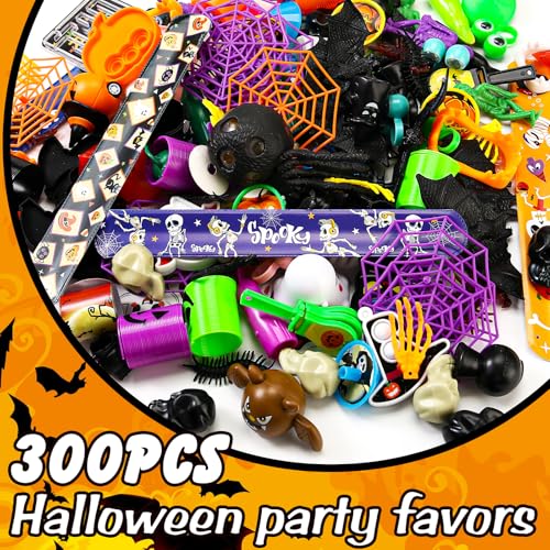 Zunaco 300PCS Halloween Party Favors for Kids, Trick or Treat Gifts Goodie Bag Fillers, Halloween Bulk Fidget Toys Party Supplies for School Classroom Carnival Prizes Treasure Box - image 5