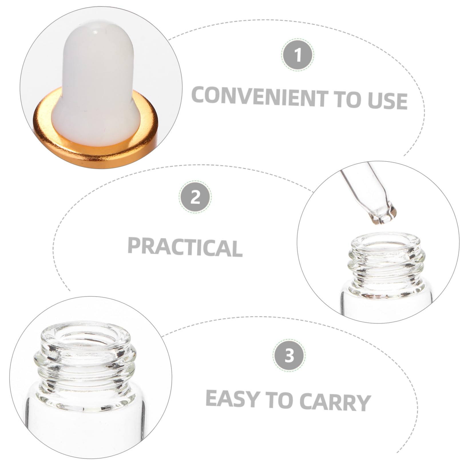 Gatuida Flacone Contagocce per Oli Essenziali 1ml in Vetro 100 Pezzi | Dosaggio Preciso, Ricaricabile e Portatile, per Liquidi e Profumo, per Viaggio D'affari e Famiglia
