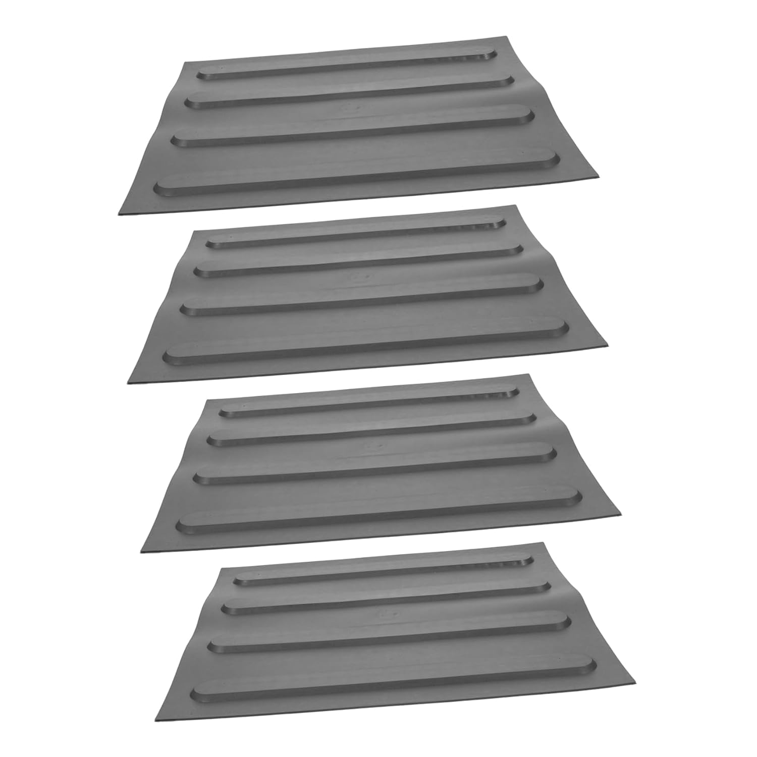Unomor 4sheets PVC Tactile Blind Bricks Multifunctional Sidewalk Boards for Outdoor Walkways Grey Striped Floor Stickers Safe and User-Friendly for Visually Impaired Pathways