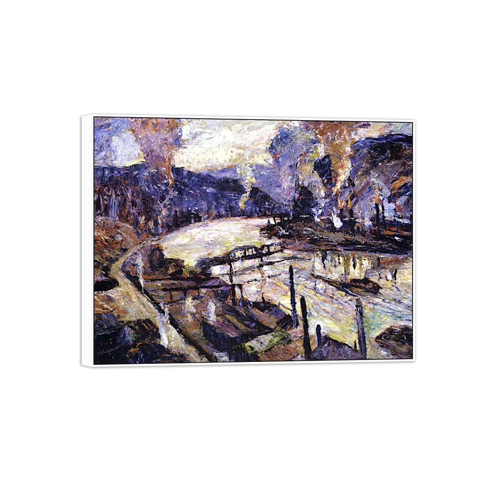 SDYSKKUG Famous Wall Art. Canvas Prints. Mill and River.65x50cm White Frame