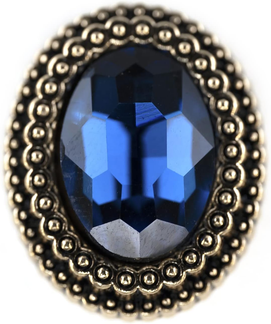 20 pcs Blue Oval Rhinestone Metal Shank Sewing Coat Buttons - 21mm - 27/32"