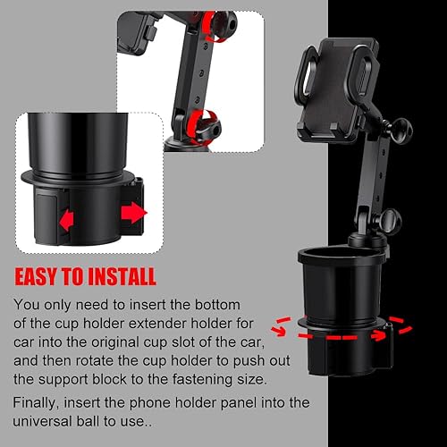 Miniatura 4 de Soporte para teléfono celular para automóvil, portavasos de automóvil con soporte para teléfono, portavasos multifuncional, soporte de vaso de