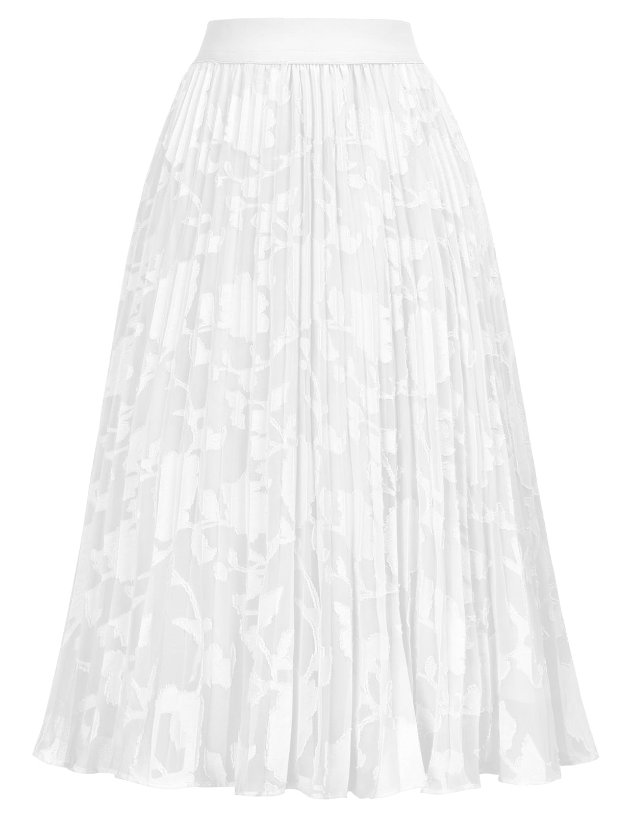 GRACE KARIN Women High Elastic Waist Pleated Chiffon Skirt Midi Swing A-line Skirts