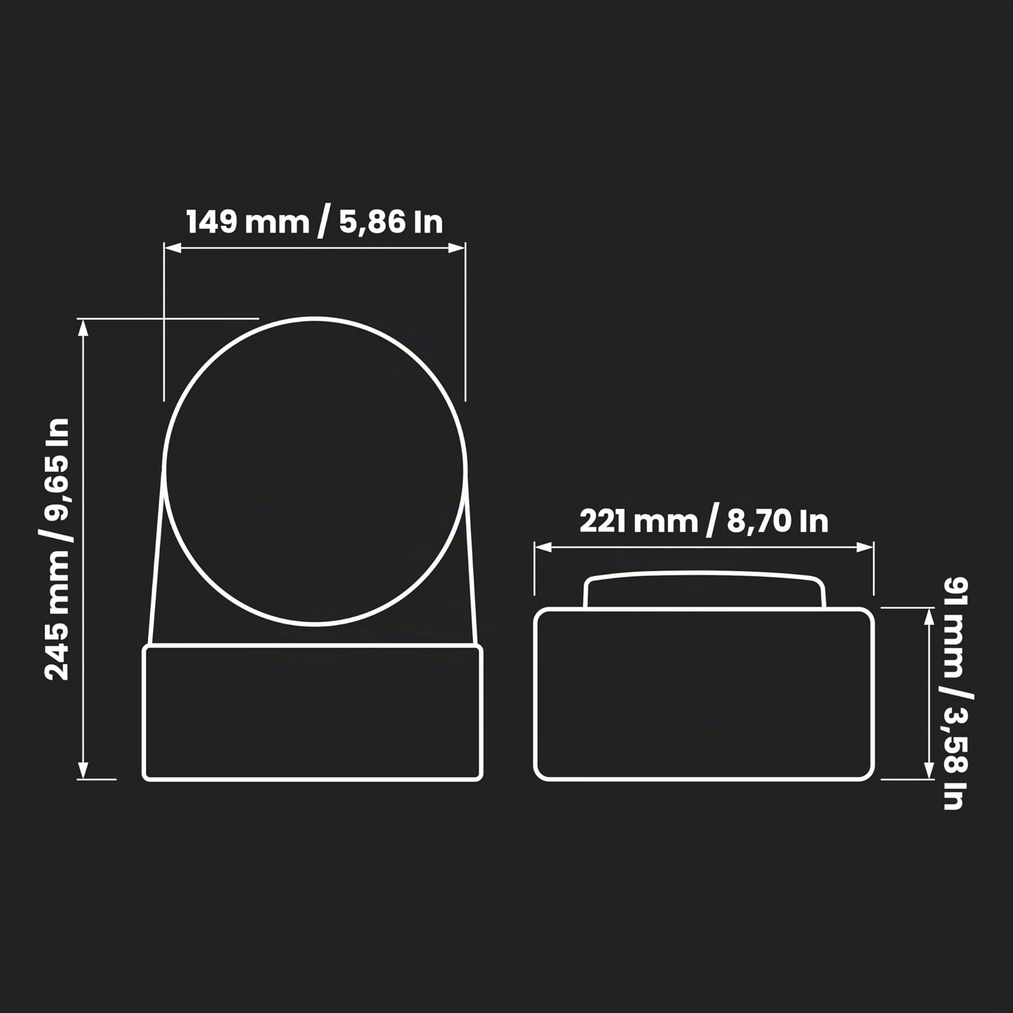 Repa Market 90° Grados 220 x 90 mm a Ø150 mm rectangular conector de canal plano para conexión de tubo redondo – clima, ventilación, calefacción, refrigeración.