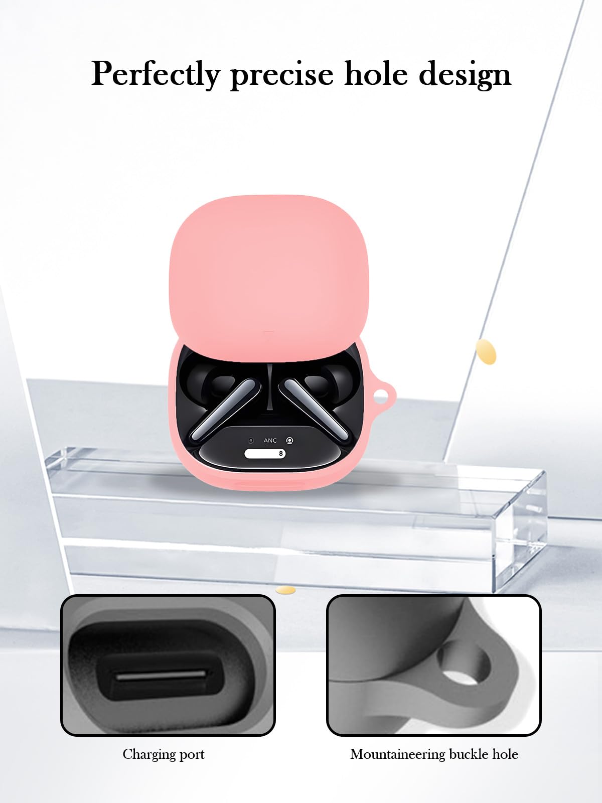 Anker - Funda para auriculares inalámbricos Soundcore Liberty 4 Pro, con cancelación de ruido, protección suave, a prueba de golpes, funda de silicona BOVUGAC con llavero, kit de limpieza y cordón