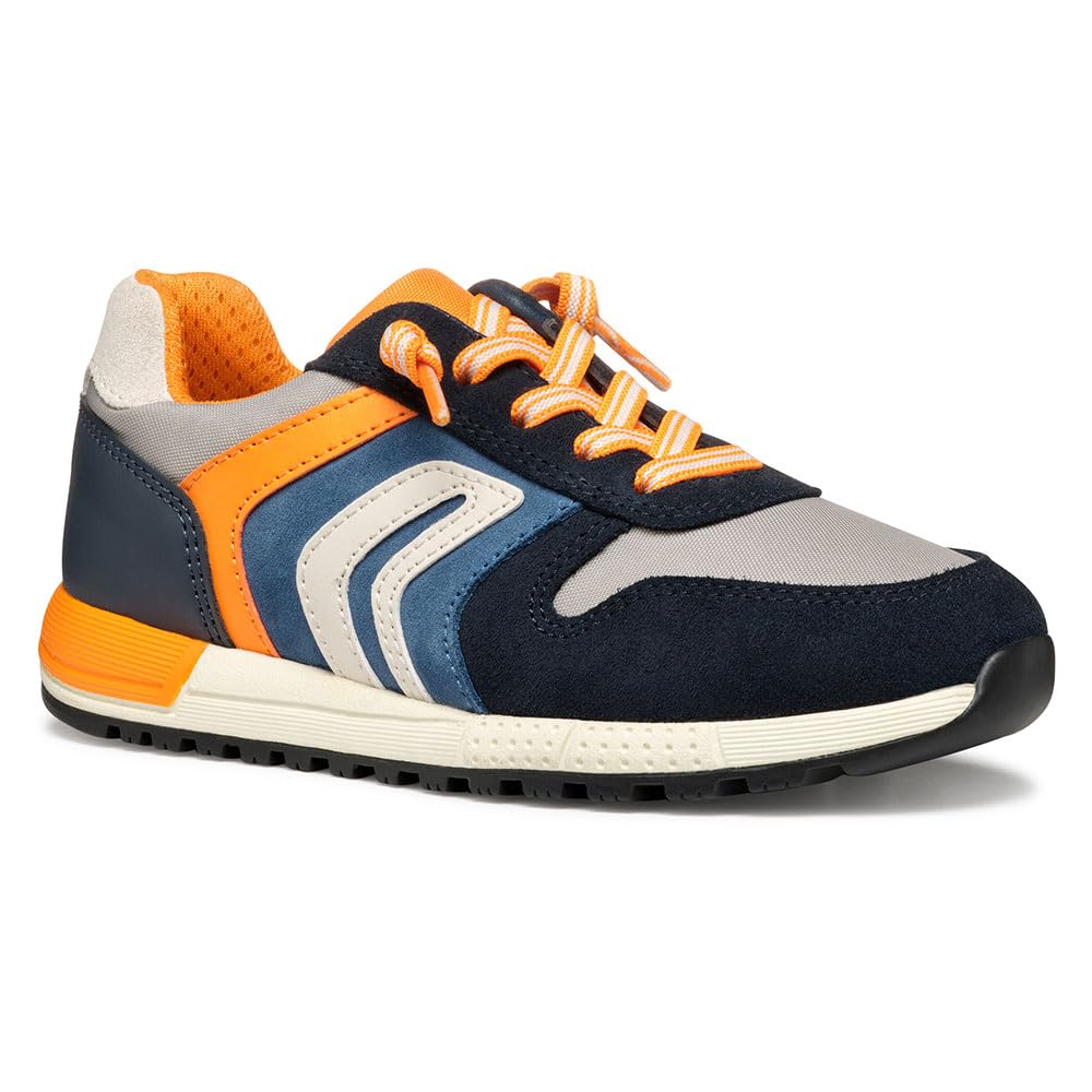 Geox J ALBEN BOY B Sneaker, Lt Grey/Navy, 0 UK