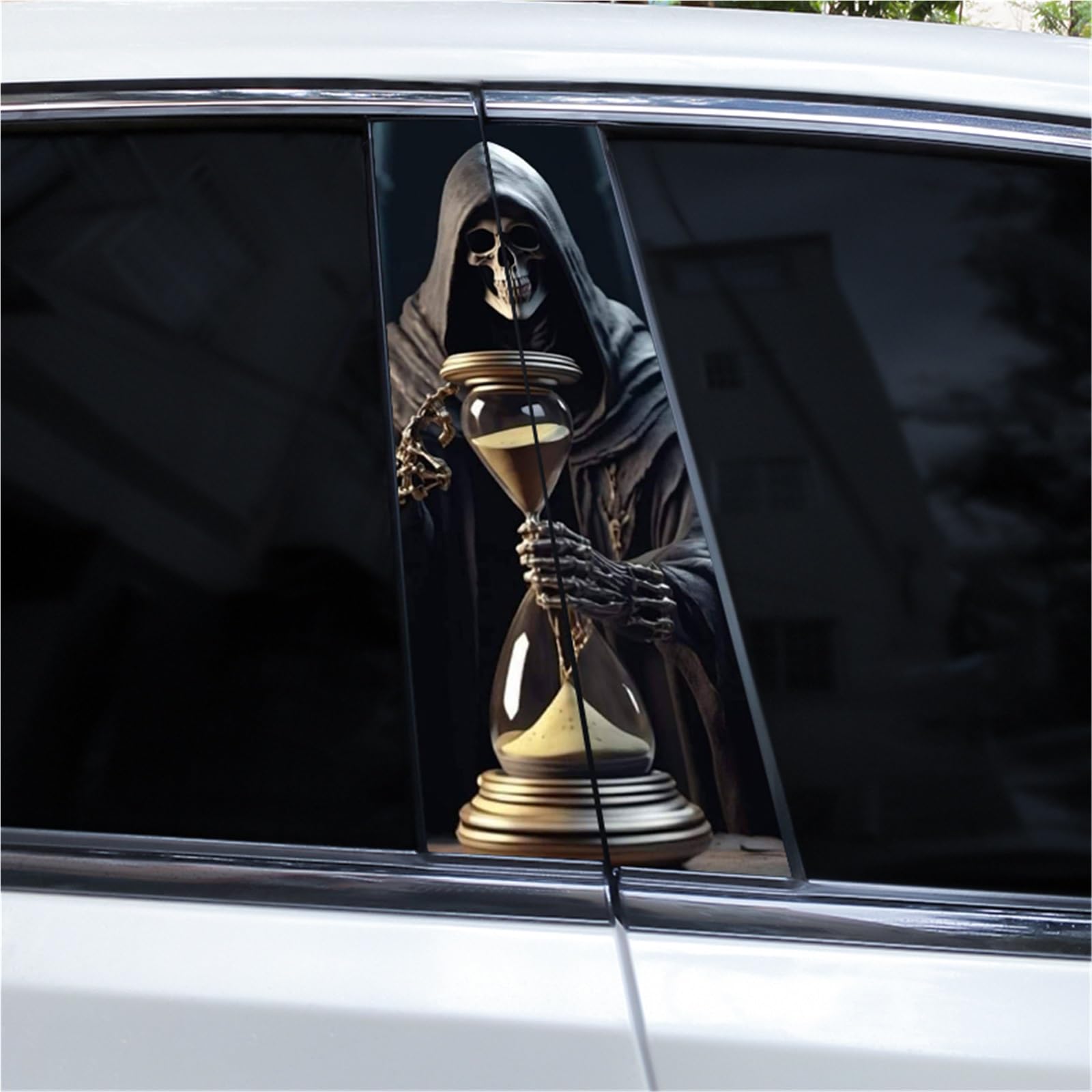 2pcs Grim Reaper Sticker Car B-Pillar Sticker DIY Vinyl Waterproof Car Door Pillar Sticker Suitable for Most Car Center Pillars