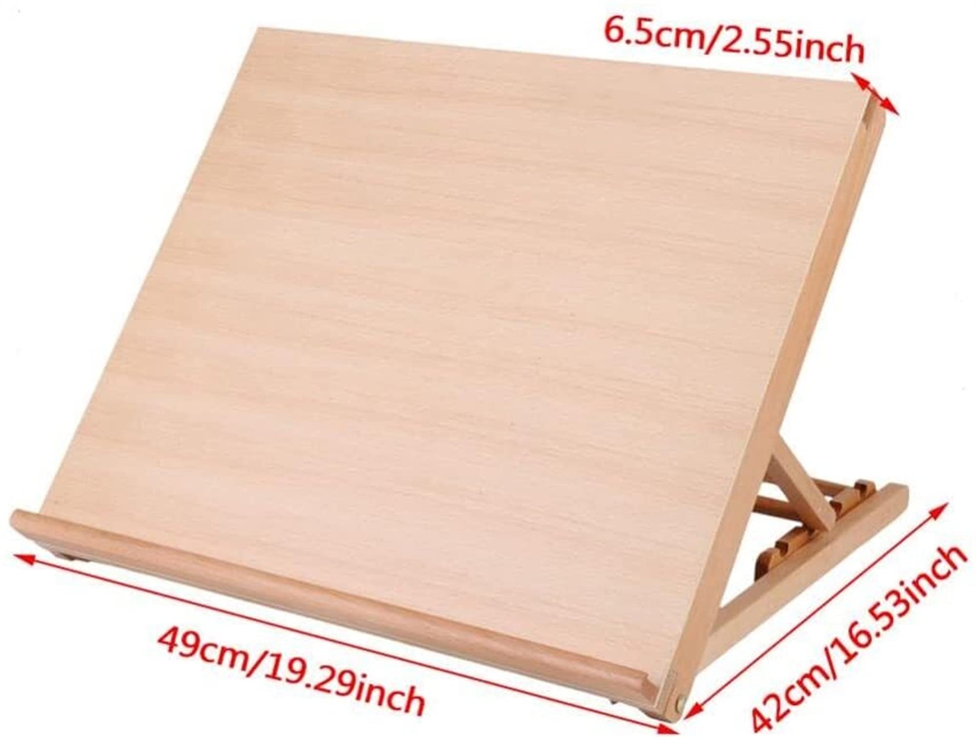 Pintor de Mesa de Caballete A2, Pintura de Mesa de ángulo Ajustable Dibujo de Soporte de Madera 49 x 42 x 6,5 cm