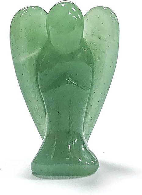 WOSO Pocket Guardian Angel Crystal Gemstone Carved Mini Figurine Statue Ornament Decor 1.5 inch with a Box- Green Aventurine