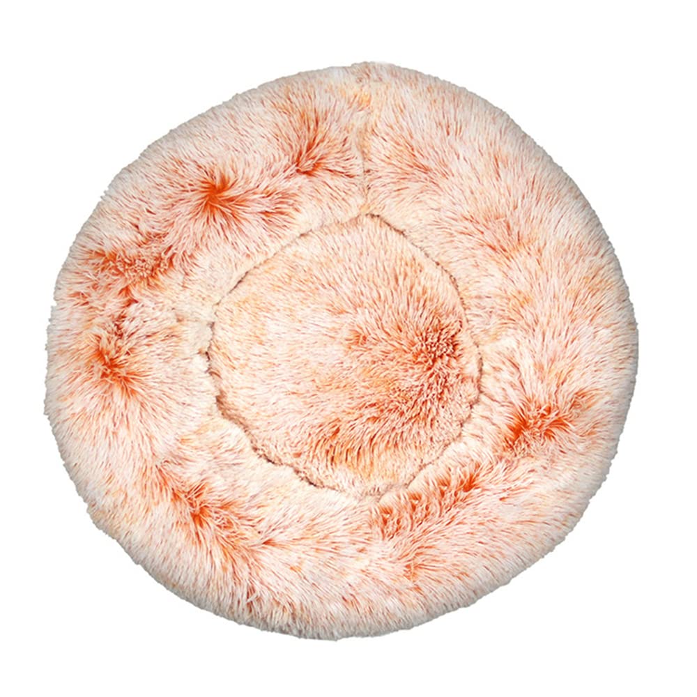 Lukery Dog Cat Donut Bed, Fluffy Plush Puppy Kitten Cuddler Round Bed, Warm and Soft Pet Cosy Anti Anxiety Beds for Small/Medium/Large Dogs (40CM,Orange) โ image 1