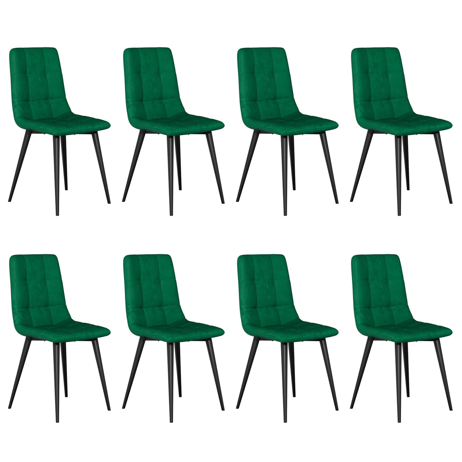 JMGJOY Velvet Dining Chairs Set of 8 Modern Upholstered kitchen Chairs Dining Room Chair Max.120kg Metal Legs Padded Seat Backrest for Living Room Bedroom, Green