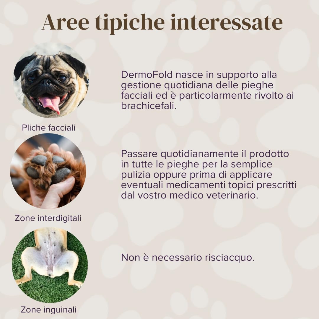 DermoFold Latte Detergente per Cani - Senza Risciacquo, per Pieghe Cutanee, Emolliente e Antiprurito - Ideale per Bulldog, Carlini, Mastini, Shih Tzu - Senza Clorexidina, Alcol, SLS/SLES e Siliconi