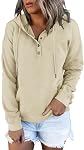 Eniloyal Hoodies for Women Pullover Light Sweaters Button Up Casual Long Sleeve Sweatshirts Fall Clothes Tops with Pockets