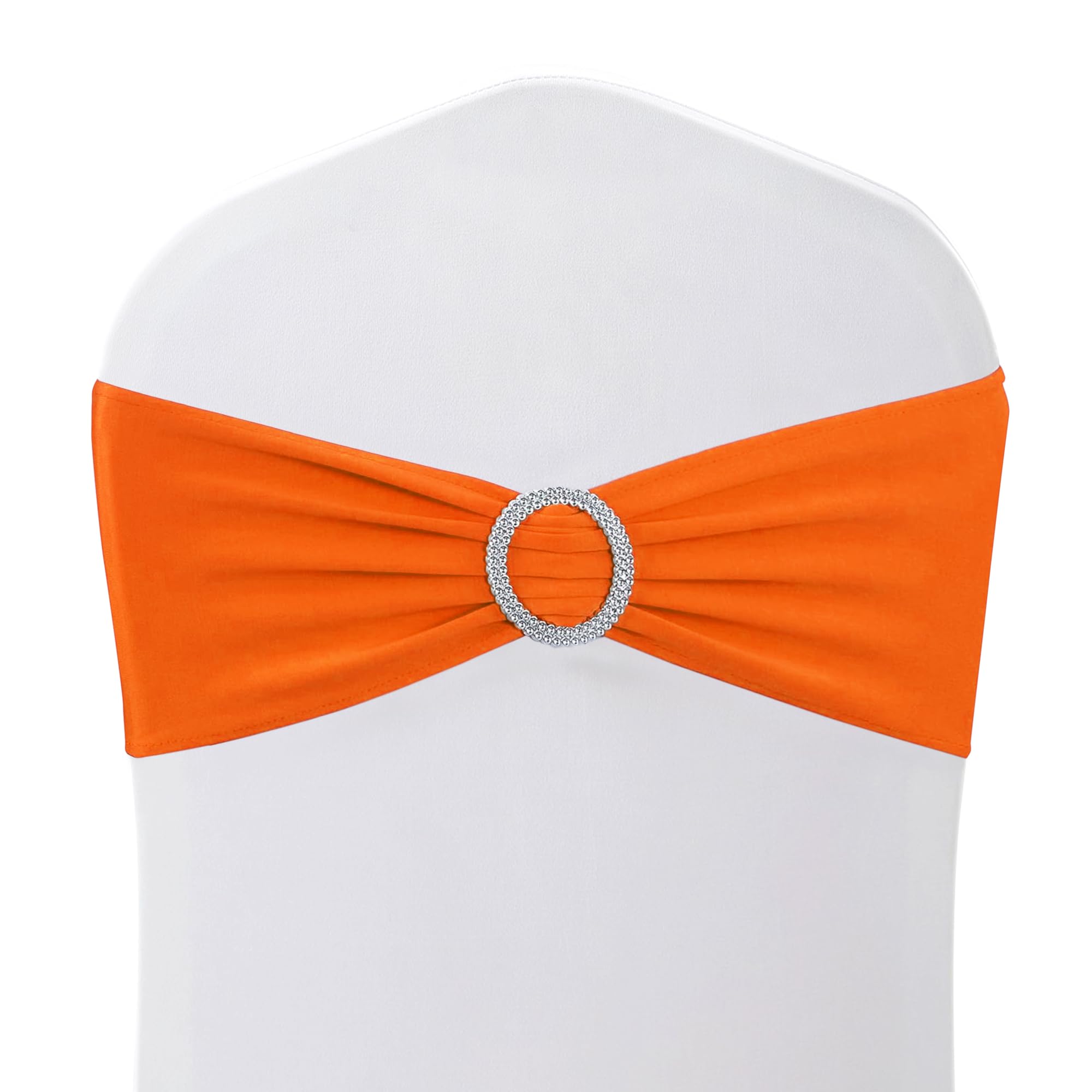 Trimming Shop Orange Spandex Chair Bands With Slider Buckle – Stretchy Elastic Chair Sashes For Weddings, Parties, Ceremony, Banquet & Reception Decorations, 1Pcs