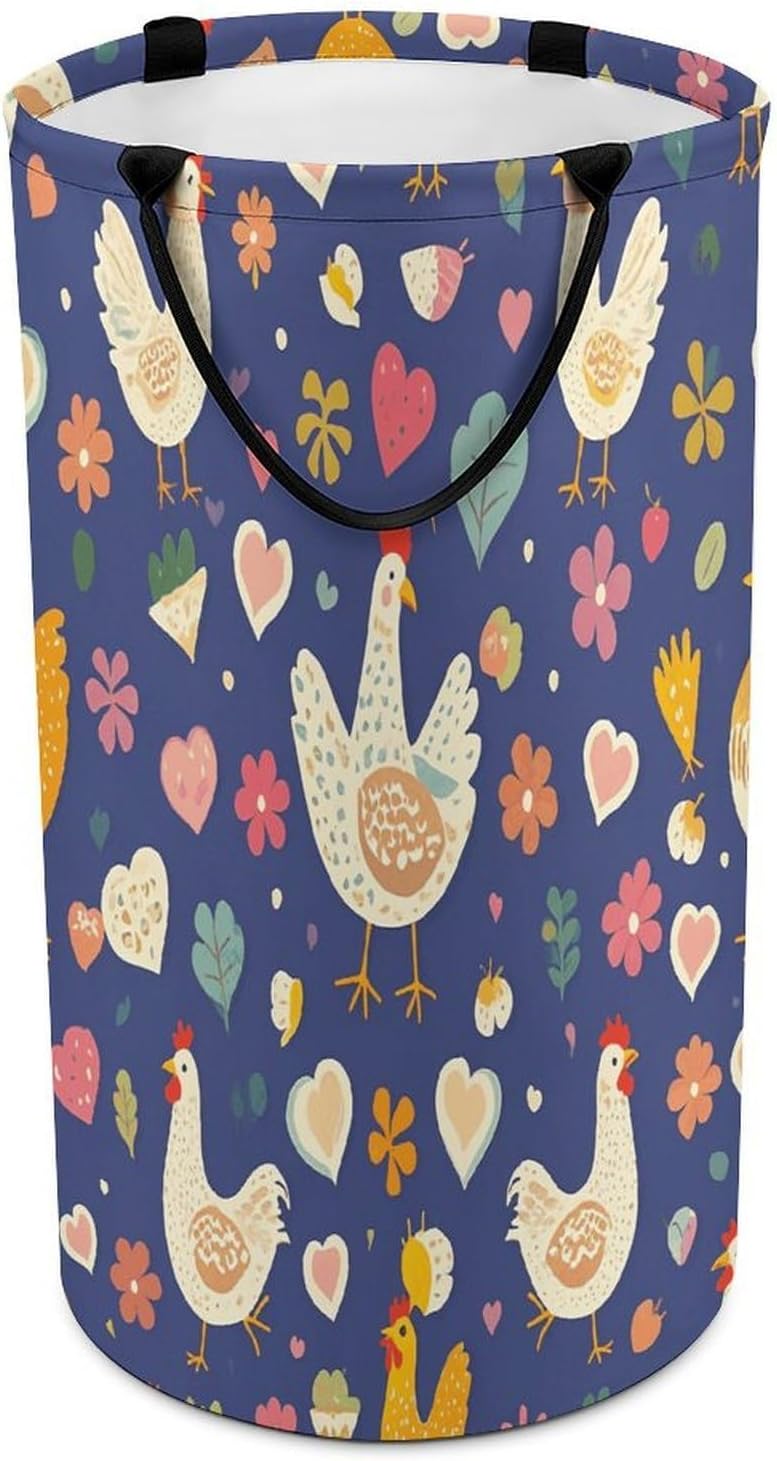 Chicken Pattern Laundry Hamper with Lid Tall Laundry Basket Collapsible Dirty Clothes Hamper Large Laundry Bin Freestanding Laundry Bag for Laundry Room Bedroom Bathroom Dorm