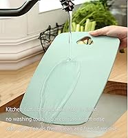 Vista 5 de Juego de 3 tablas de cortar para cocina, tablas de cortar de plástico, tablas gruesas para carne, verduras, frutas, con mango de fácil agarre, aptas