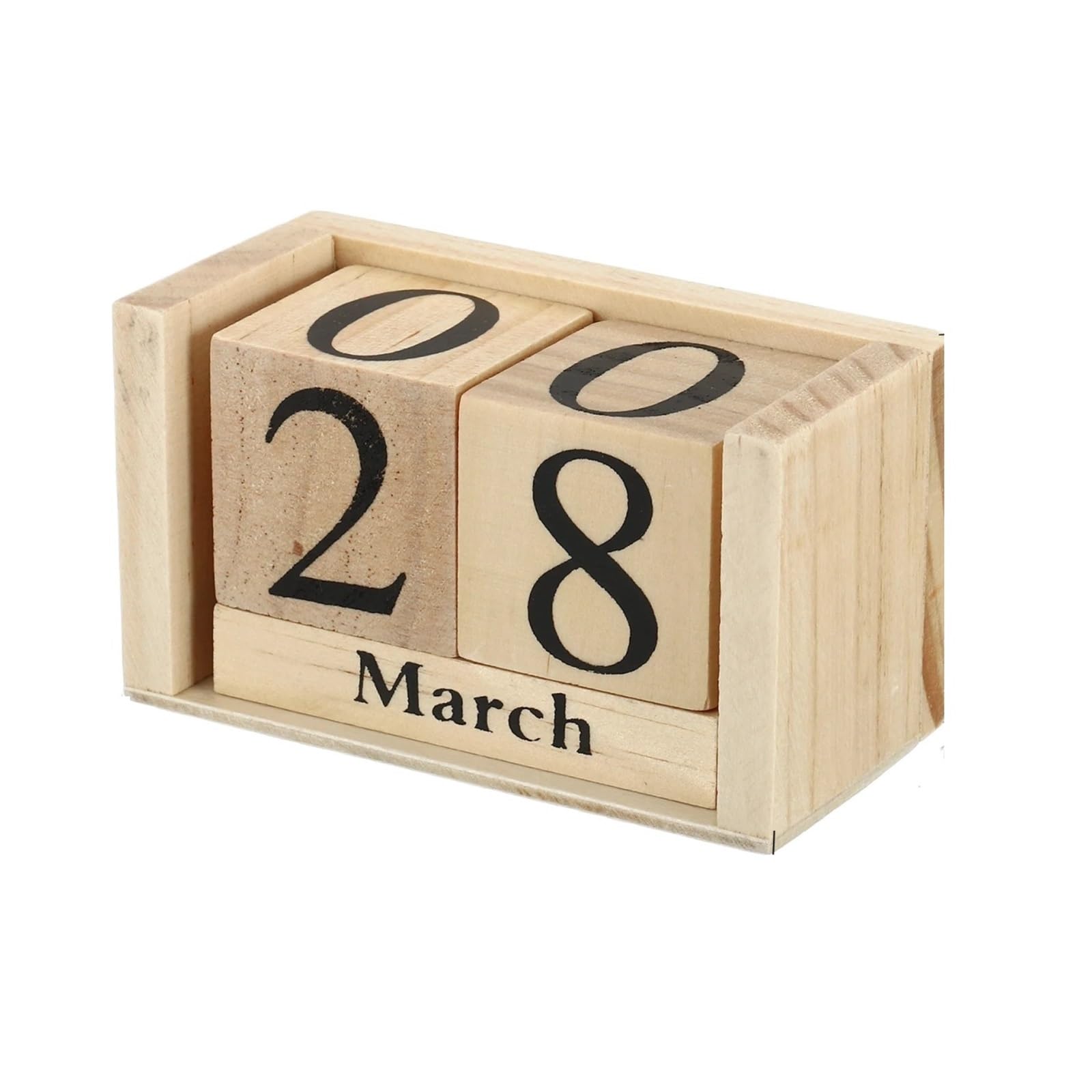 Desk Wooden Calendar Blocks Blocs de calendrier en bois Vintage, affichage du mois et la Date, accessoires bureau, bloc pour Salon ou Bureau(Brown 95x45x55mm)