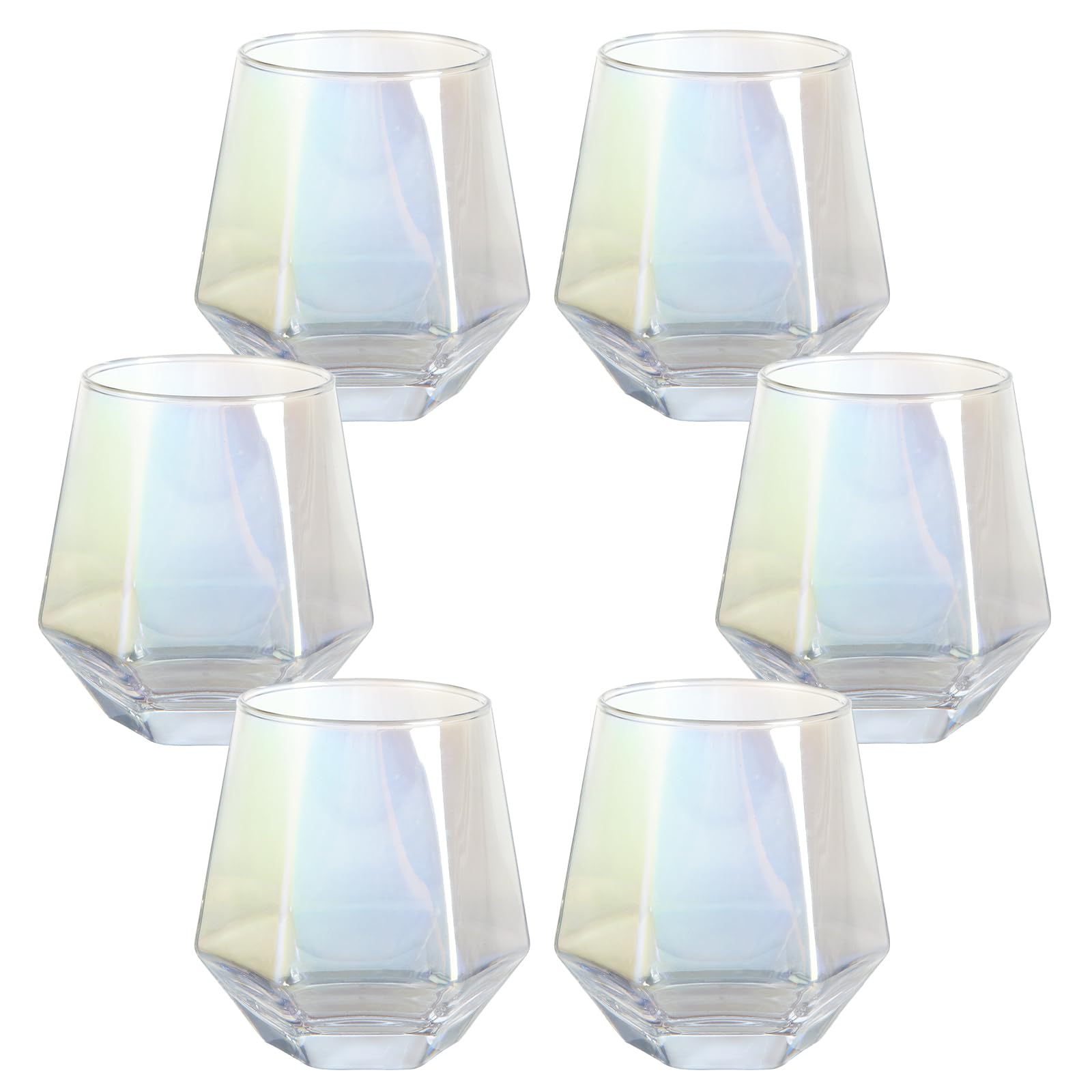 Verres à vin irisés diamant lot de 6 gobelets de luxe 300 ml pour spiritueux