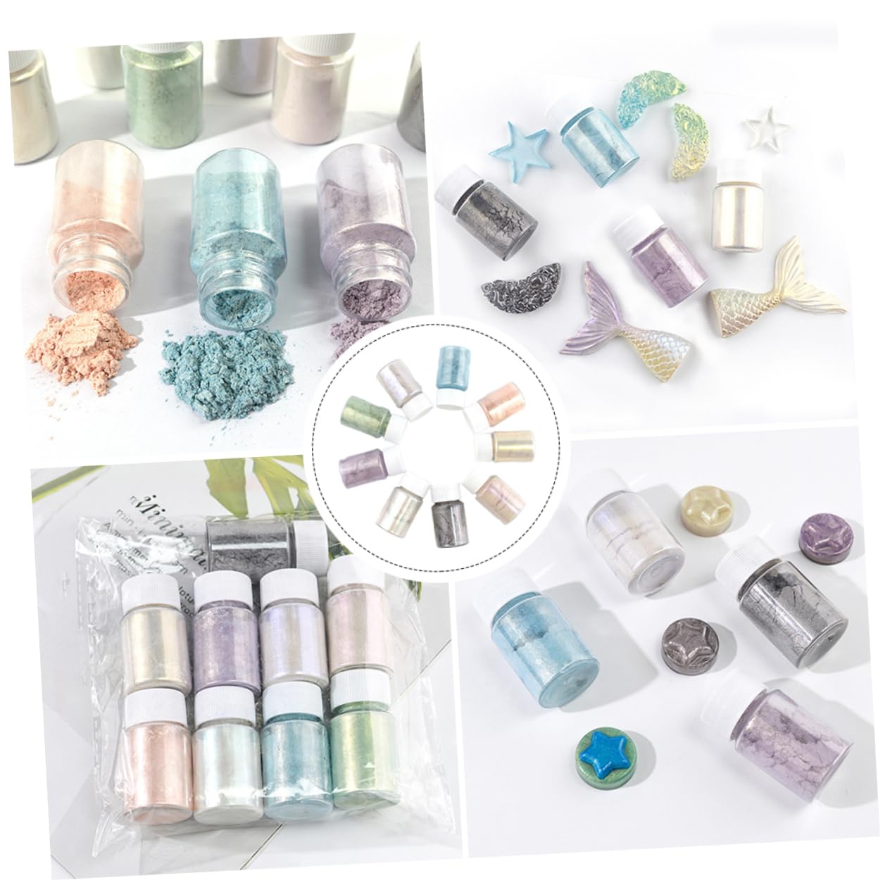 DOITOOL 9Pcs Resin Mica Powder Set Pigment Powder for Handcrafting Cosmetics Soap Making and Epoxy Resin Projects Cosmetic Grade Mica Pigment for Craft