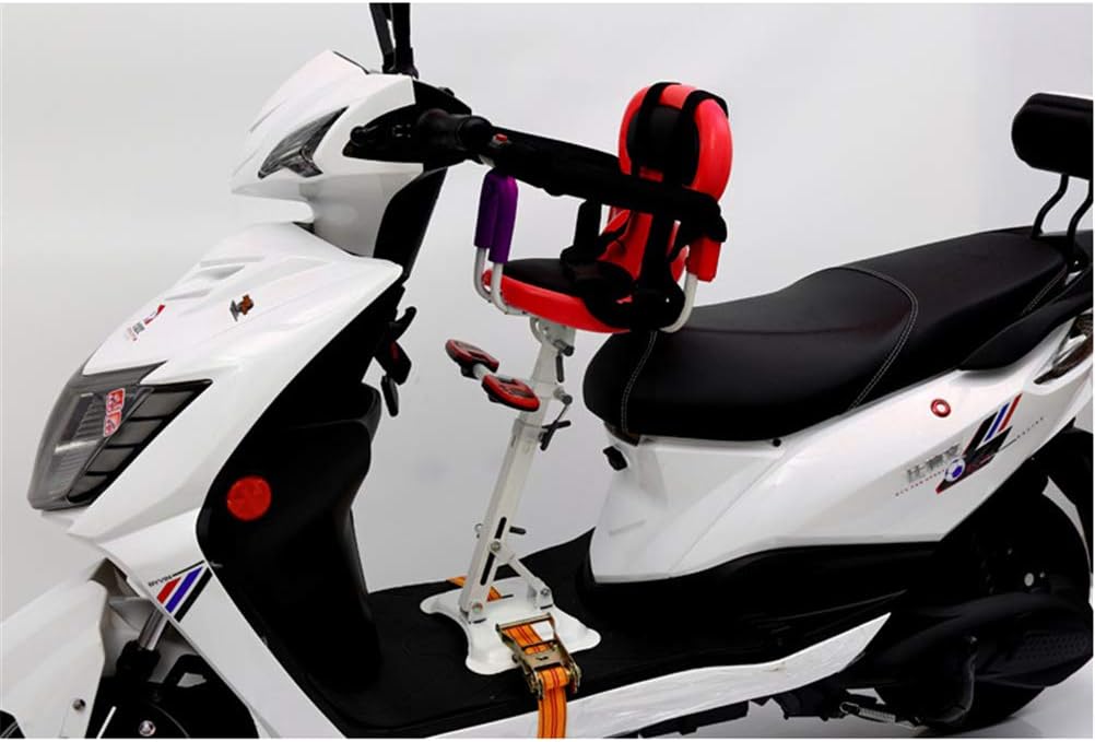 Children's Bike Seat, Front Seat for Bicycle and Electric Bike, Bike Seat with Armrest Backrest and Pedal Adjustable Direction