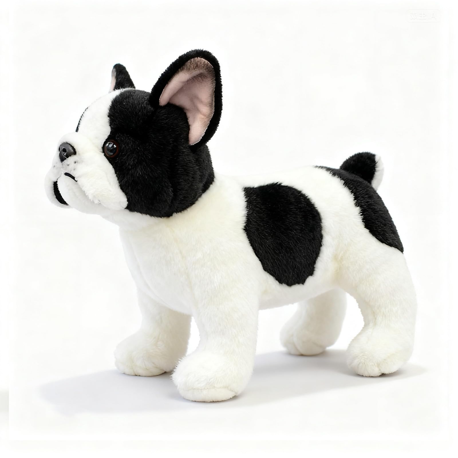 PuffPurrs Lifelike French Bulldog Plush Toy, Realistic Black and White Frenchie Teddy Stuffed Animal, Cute Loyal companion Toy Gift, 26 CM/10 IN