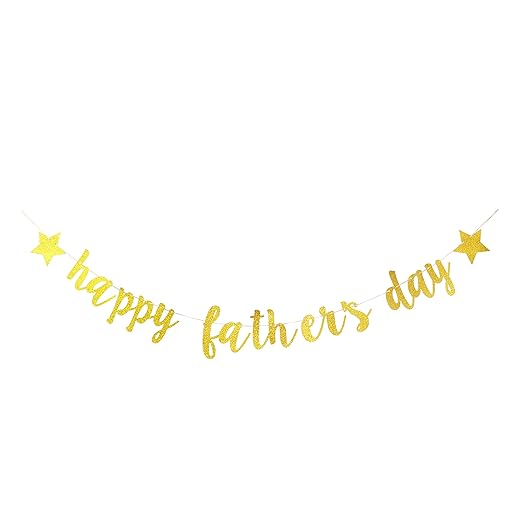 Starsgarden Happy Father's Day Banner Dad's Papa's Day Party Ideas Glitter Father's Day Decorations Banner 2023 Big Grandfather Gift, Gold Backdrop Supplies(Gold Father)