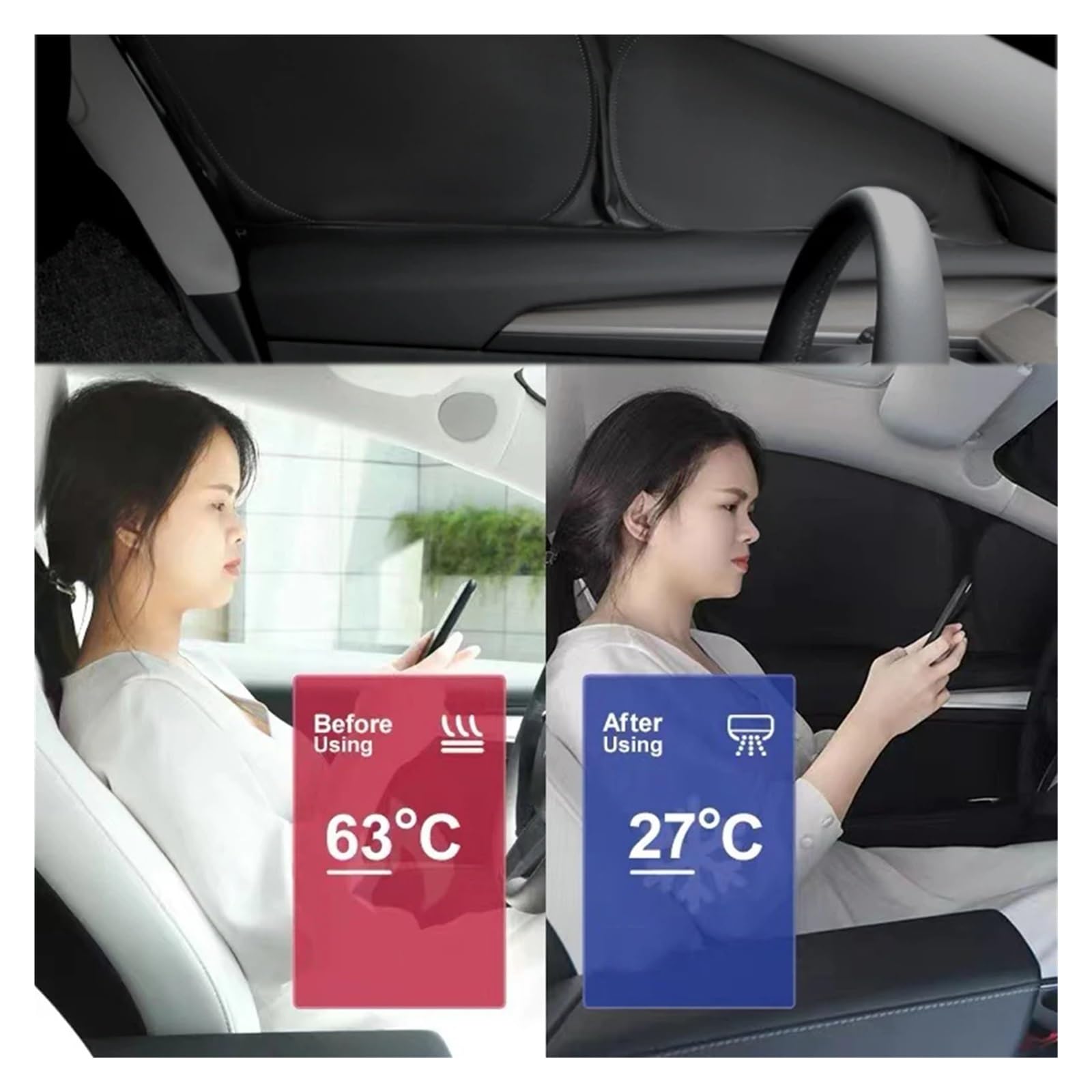 Parasol Ventanilla Coche Parasol para Ventana Lateral Coche con Ventosas, Protector Privacidad para Parabrisas Delantero Y Trasero para Tesla, Modelo 3, Modelo Y Ventanas Parasoles(New B 7 Piece)