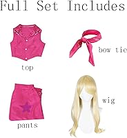 Vista 5 de BILIBOOM Disfraz de cosplay de película de bar bie, traje de princesa, conjunto completo para mujeres y niñas