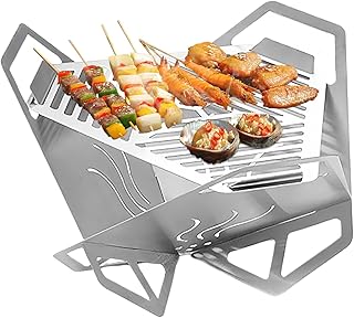 キャンプ用焚き火台 | 折りたたみ式 グリル機能付き ヒーター - 小型焚き火台 - 家族友人向け アウトドア バーベキュー ガーデン パティオ