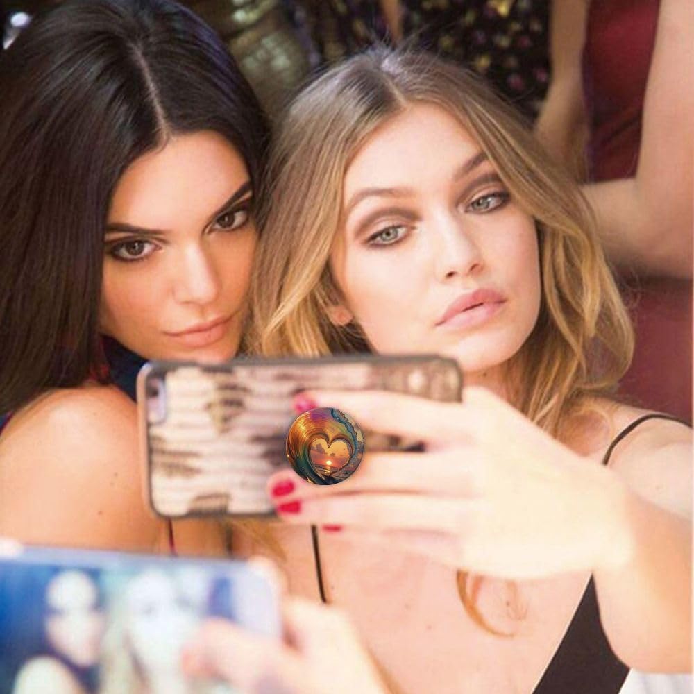 6 Pack Universal Phone Grip,Cell Phone Finger Holder Stand for Smartphone and Tablets - Colorful Wave Boat Black - Image 3