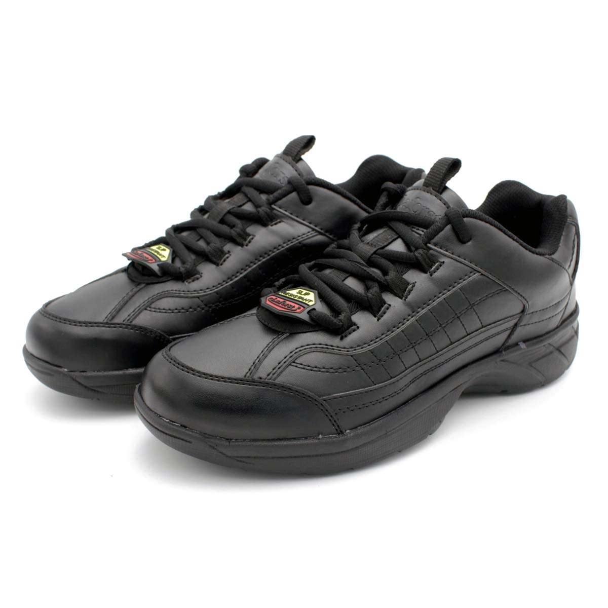 Laforst Eamon Mens Leather and Synthetic Slip Resistant Server Waiter Nurse Lace Up Athletic Shoes Black Wide 12