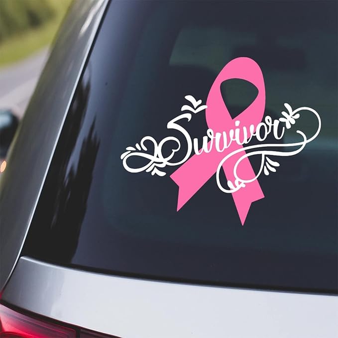 CLIFFBENNETT Breast Cancer, Awareness Ribbon, Survivor Ribbon, Auto Decal, Vinyl Decal, Window Sticker, Cancer Survivor, Survivor, Ribbon, Awareness