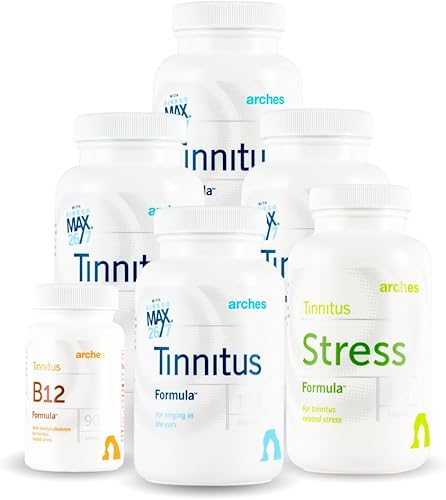 Arches Tinnitus Combo Pack - Now with Ginkgo Max 267 - Natural Tinnitus Treatment for Relief from Ringing Ears - 6 Bottles - 90 Day Supply