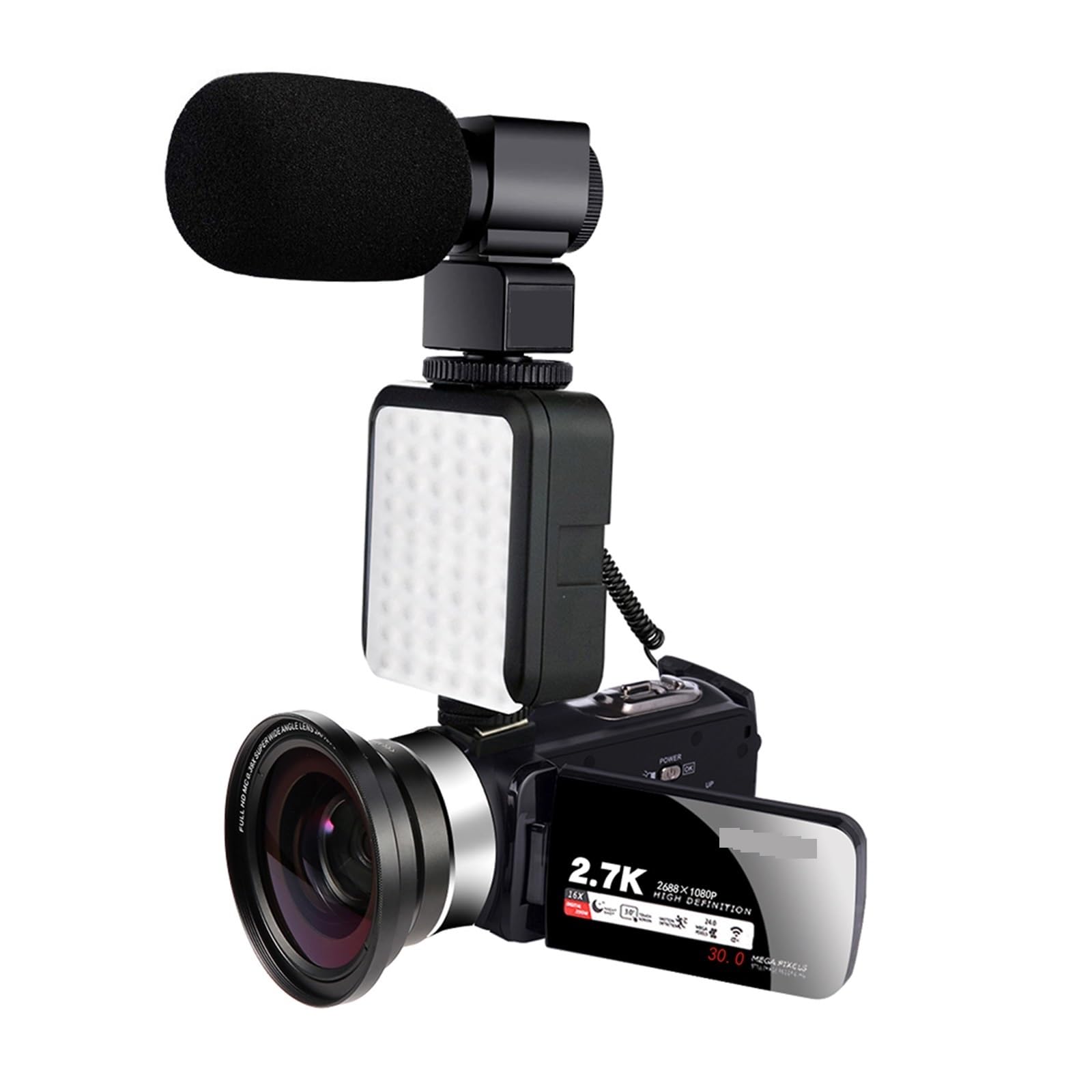 Caméscope IR vlog avec vision nocturne extérieure et écran tactile pour selfie