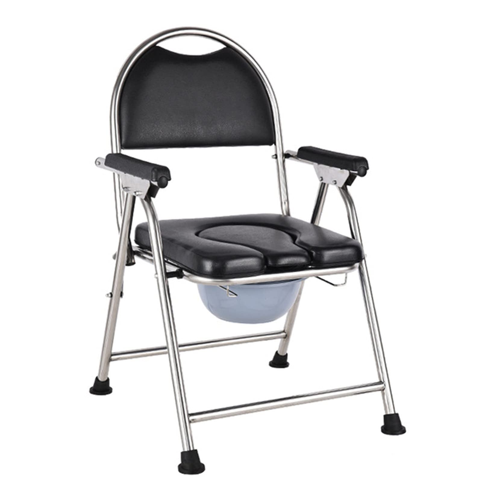 BHGFYXBS Folding Bedside Commode Chair, Shower Chair Stainless Steel Elderly Toilet Chair With Commode Bucket Height Adjustable Toilet Stool For Pregnant Women And Disabled Bathro