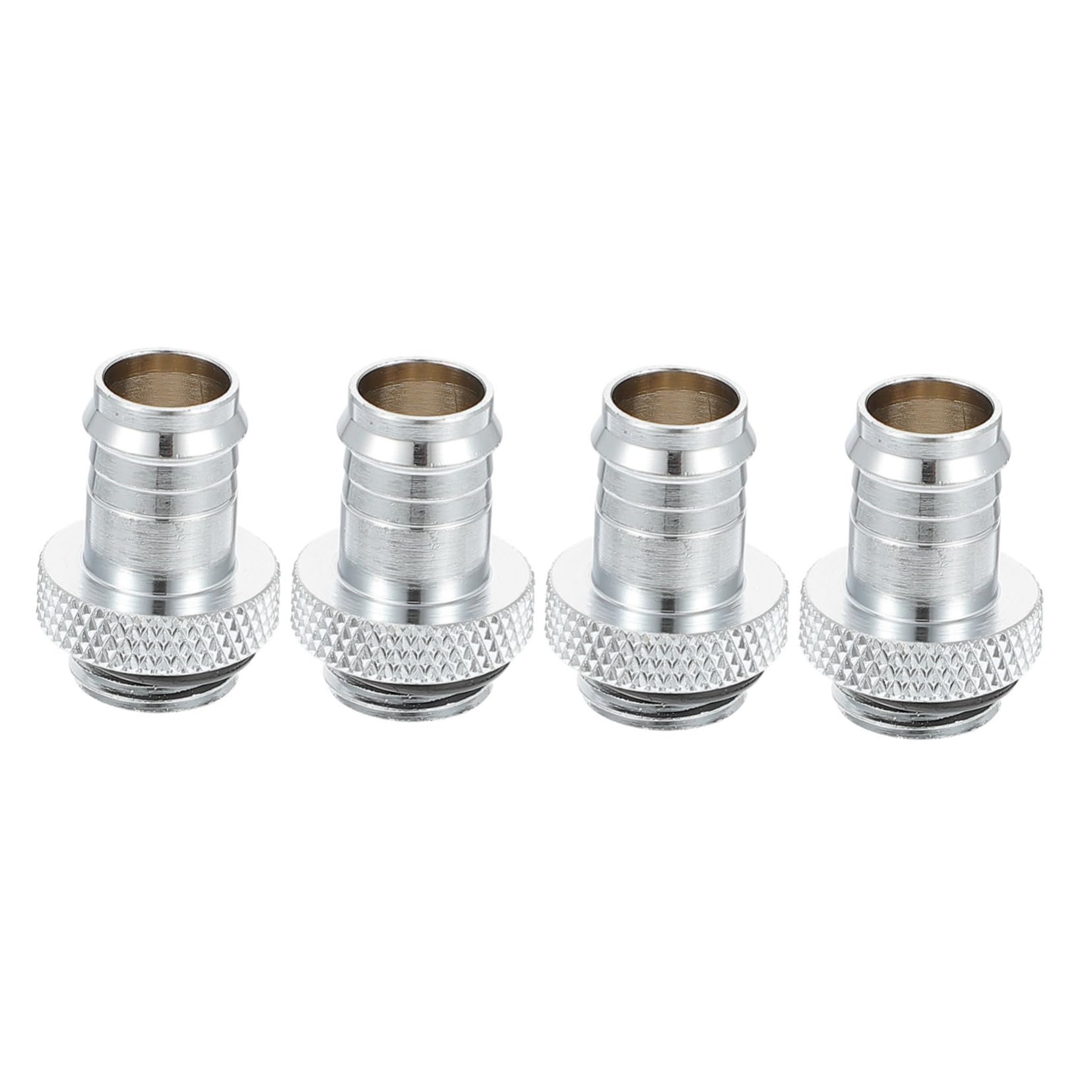 ARTIBETTER 4pcs 4 Metal Hand-Tight Barb Fitting 8-9.5mm Inner Diameter Silver Plated Water Cooling Fitting for Computer Cooling Systems